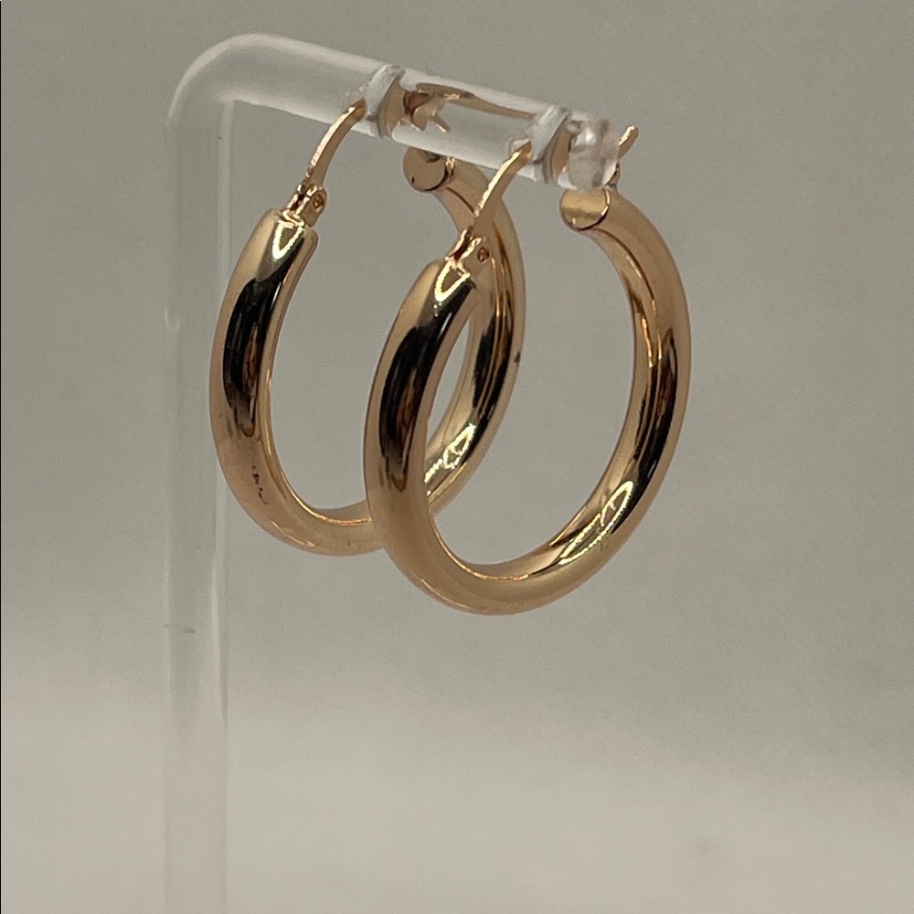 ATI China 925 Silver Rose Gold Vermeil Hoop Earrings 1”